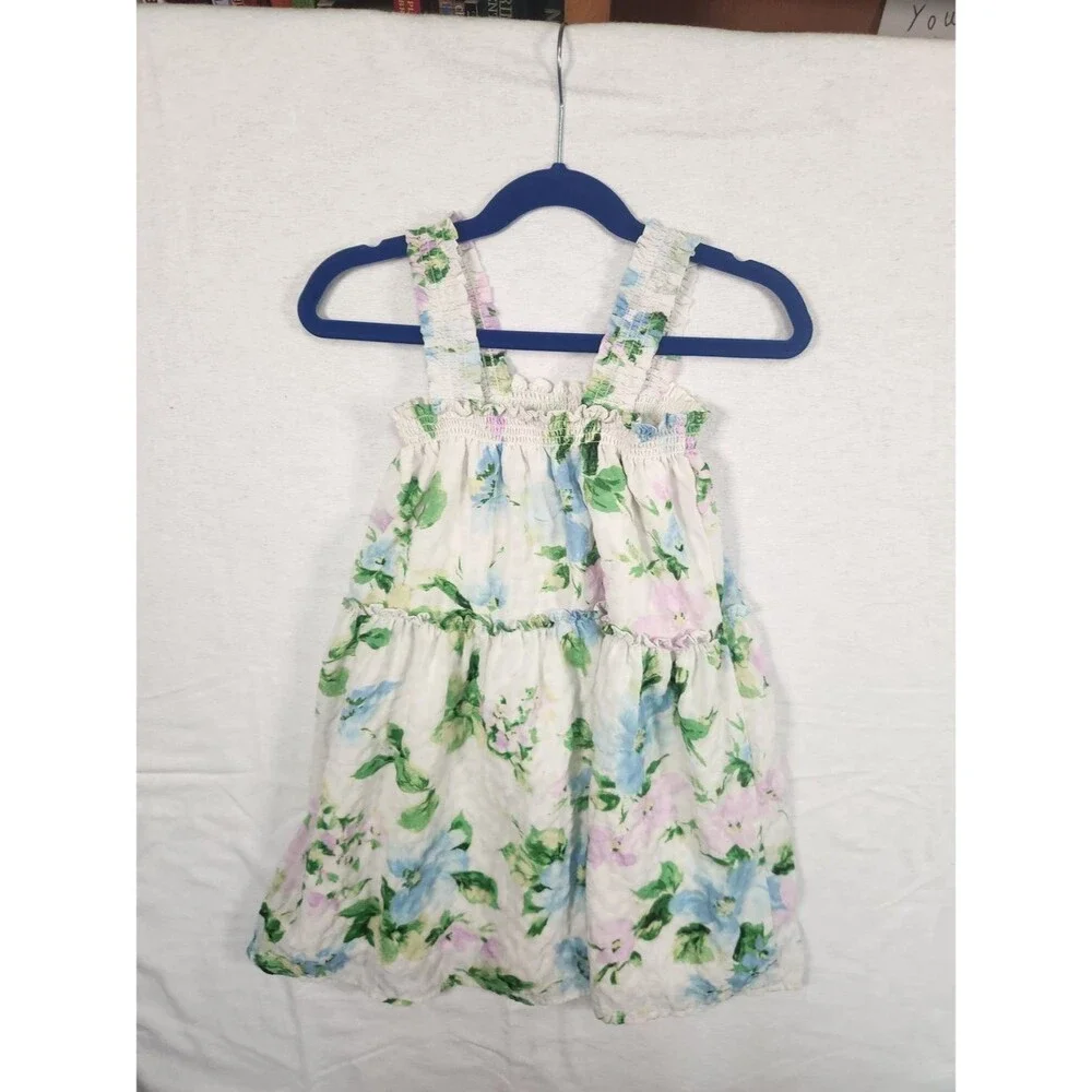 Old Navy White Floral Sundress with Pink, Blue & Green